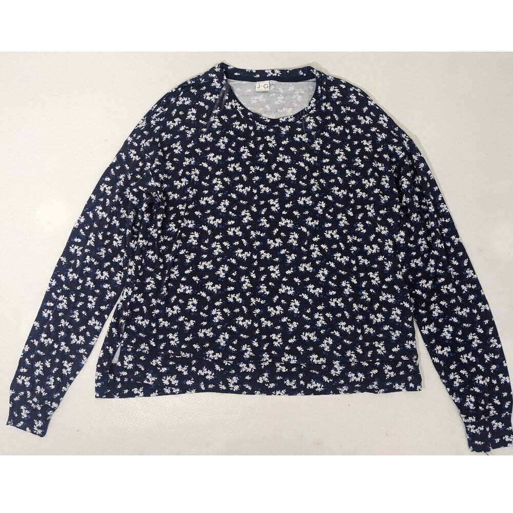 NEW- Womens Jasmine & Ginger Long Sleeve Sleep Shirt Top Rayon Blend Navy